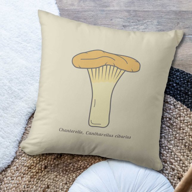 Chanterelle Botanique Coussin de champignons (Botanical Chanterelle Mushroom Pillow)