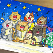 Chanteurs de carte postale de chat drôle et mignon