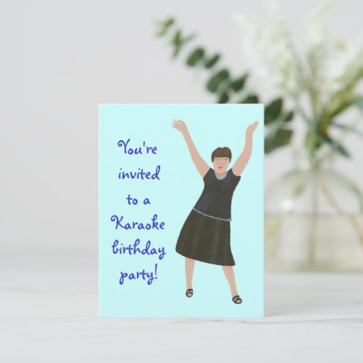 Chanteuse, karaoké invitations à la fête d'anniver (Debout devant)