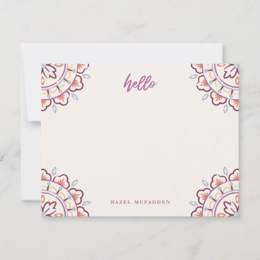 Chantilly Boho Mandala Stationery - Plum Notitiekaartje (Voorkant)