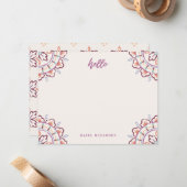 Chantilly Boho Mandala Stationery - Plum Notitiekaartje (Voorkant / Achterkant in situ)