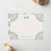 Chantilly Boho Mandala Stationery - Pool Notitiekaartje (Voorkant / Achterkant in situ)