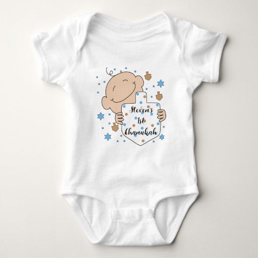 Chanukah Baby Blue Baby Bodysuit (Voorkant)