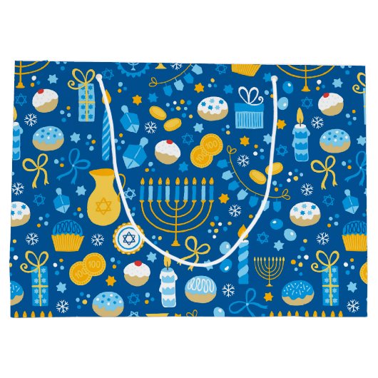 Chanukah Celebrating Gelt Blue Groot Cadeauzakje (Achterkant)