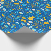 Chanukah Celebrating Gelt Jewish Stars Snowflakes Cadeaupapier (Hoek)