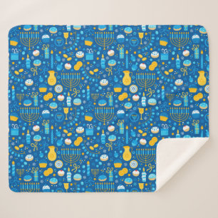 Chanukah Celebrating Gelt Jewish Stars Snowflakes Sherpa Deken