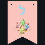 Chanukah customise danser bannière dreidel<br><div class="desc">Surprenez votre invité avec une bannière de chanoukah customisée. Ajoutez votre nom de famille pour le rendre plus personnel.</div>