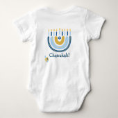 Chanukah Cute Personalized HEBREW Menorah Rainbow Romper (Achterkant)