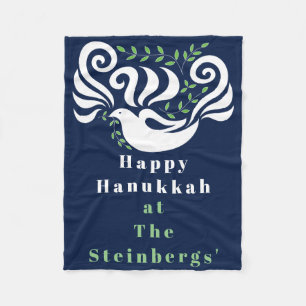 Chanukah Dove Stencil Fleece Blanket Deken