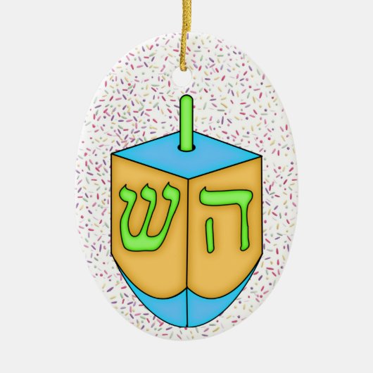 Chanukah Dreidel Keramisch Ornament (Voorkant)