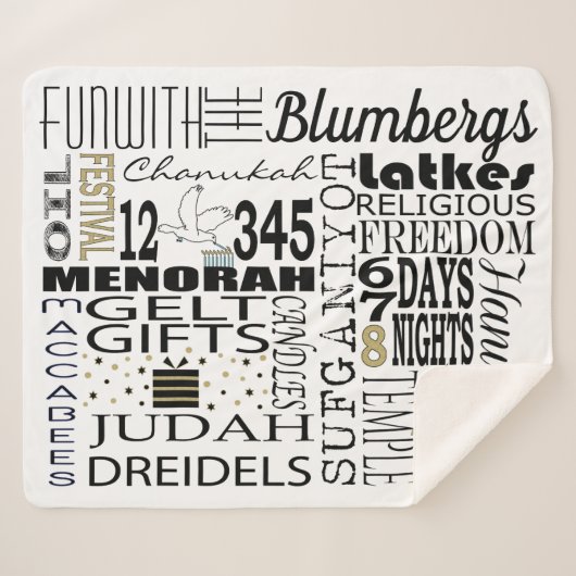 Chanukah Fun Words Sherpa Blanket/Medium Sherpa Deken (Voorkant (horizontaal))