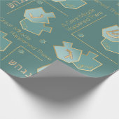 Chanukah Giftwrap wonder gebeurde daar Turquoise Cadeaupapier (Hoek)
