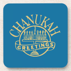 Chanukah Greetings Menorah Drankjes Onderzetter