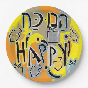 Chanukah Happy Glitzy Papieren Bordje