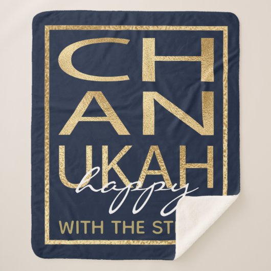 Chanukah Happy Gold Sherpa Blanket/Medium Deken (Voorkant)