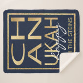 Chanukah Happy Gold Sherpa Blanket/Medium Deken (Voorkant (horizontaal))