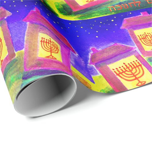 Chanukah Houses Cadeaupapier (Rol Hoek)