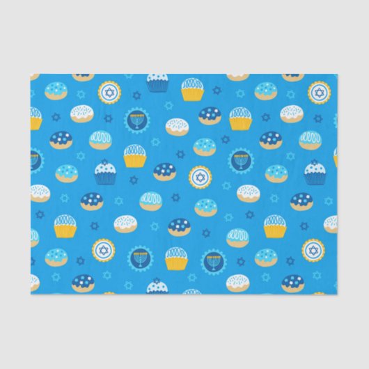 Chanukah Jewish Star Cupcakes Blue Tissuepapier (Voorkant)