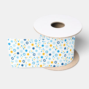 Chanukah Jewish Stars Snowflakes White Blue Gold Lint