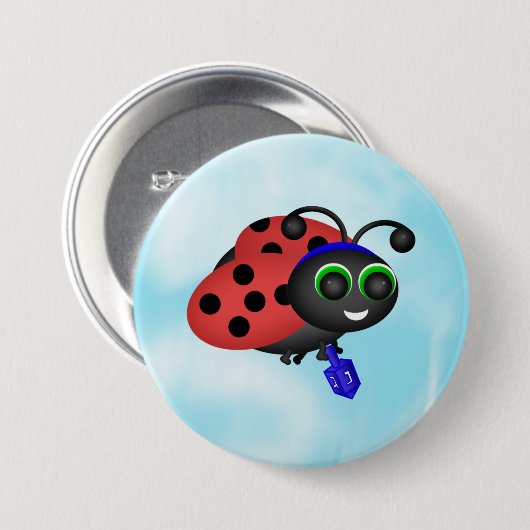 Chanukah Ladybug in yamaka met dreidel Ronde Button 7,6 Cm (Voorkant /achterkant)