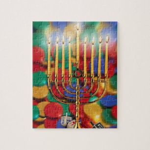 Chanukah Menorah, Dreidel, Snoep Legpuzzel