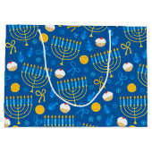 Chanukah Menorah Gelt Dreidel Blue Groot Cadeauzakje (Achterkant)