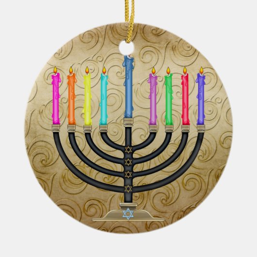 Chanukah Menorah Keramisch Ornament (Voorkant)
