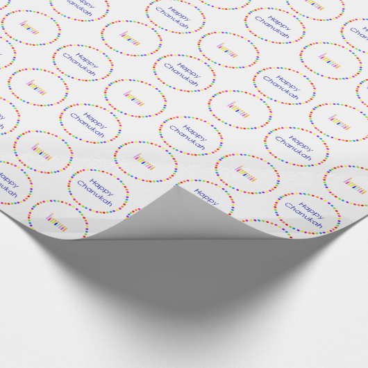 Chanukah Rainbow Menorah Wrapping Paper Cadeaupapier (Hoek)