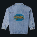 Chanukah Retro<br><div class="desc">Denim Jean Jacket "Hanoukka Retro" Personnalisez en remplaçant le texte modifiable par le vôtre. Choisissez votre style de police, votre taille et votre couleur préférés. Les éléments de conception peuvent être transférés à d'autres produits Zazzle. Style : Femme Denim Jacket (Jean Jacket) Cette veste de denim femme personnalisée est votre...</div>