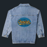 Chanukah Retro<br><div class="desc">Denim Jean Jacket "Hanoukka Retro" Personnalisez en remplaçant le texte modifiable par le vôtre. Choisissez votre style de police, votre taille et votre couleur préférés. Les éléments de conception peuvent être transférés à d'autres produits Zazzle. Style : Femme Denim Jacket (Jean Jacket) Cette veste de denim femme personnalisée est votre...</div>