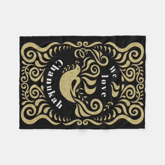 Chanukah Stencil Fleece Blanket (Voorkant (Horizontaal))