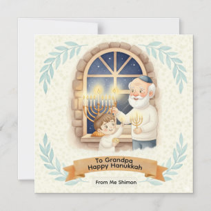 Chanukka Zegen - Opa en Kind Magnetische Uitnodiging