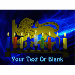Chanukkah Brass Lion Menorah Fotobeeldje Magneet