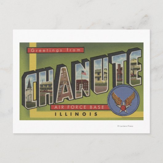 Chanute Air Force Base - Grote letterscènes Briefkaart (Voorkant)