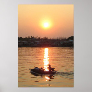Chao Phraya Rivier Zonsondergang ... Ayutthaya, Th Poster