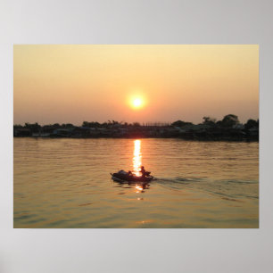 Chao Phraya Rivier Zonsondergang ... Ayutthaya, Th Poster