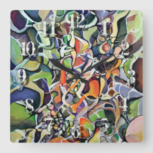 Chaos Abstract expressionisme hedendaags kunstwerk Vierkante Klok