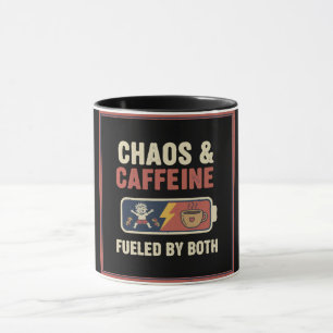 Chaos & Caffeïne Grappige Retro Ouderschap Moeder Mok