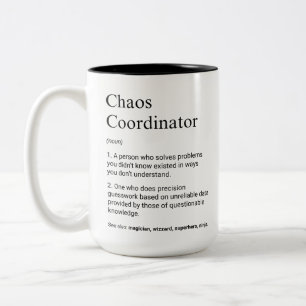 Chaos Coördinator Funny Manager Definitie Tweekleurige Koffiemok