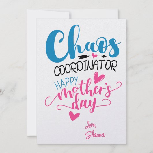 Chaos Coordinator Kaart - Grappige Moederdag Uitno (Voorkant)