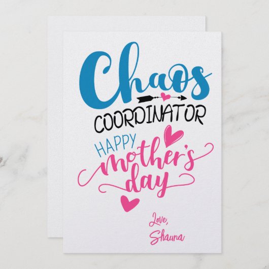 Chaos Coordinator Kaart - Grappige Moederdag Uitno (Voorkant / Achterkant)