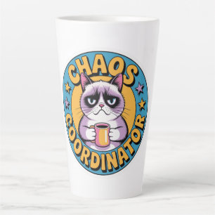 Chaos Coördinator Kat Sticker - Grappige Chagrijni Latte Mok
