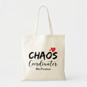 Chaos-coördinator leraar tote bag