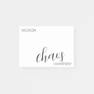 Chaos Coordinator Modern Black Script Name Post-it® Notes