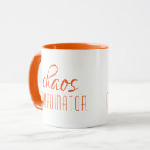 Chaos Coordinator Modern Oranje Script Mok (Voorkant links)