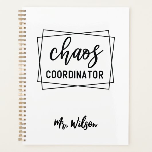 Chaos Coordinator Notebook – Funny Teacher Quote Planner (Voorkant)