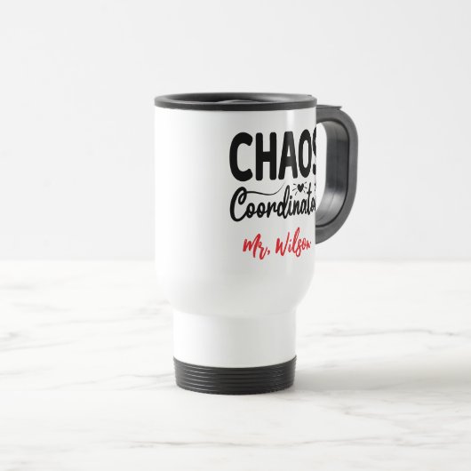 Chaos Coordinator Notebook – Funny Teacher Quote Reisbeker (Voorkant rechts)