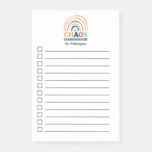 Chaos Coordinator retro boho regenboog gepersonali Post-it® Notes (Voorkant)
