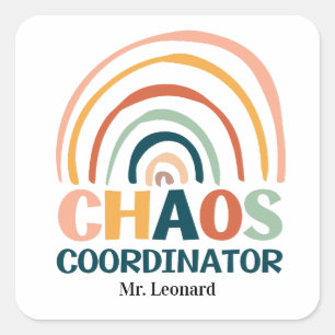 Chaos Coordinator retro kleuren boho regenboog Vierkante Sticker