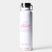 Chaos Coördinator Roze Calligrafie-scriptnaam Waterfles (Achterkant)